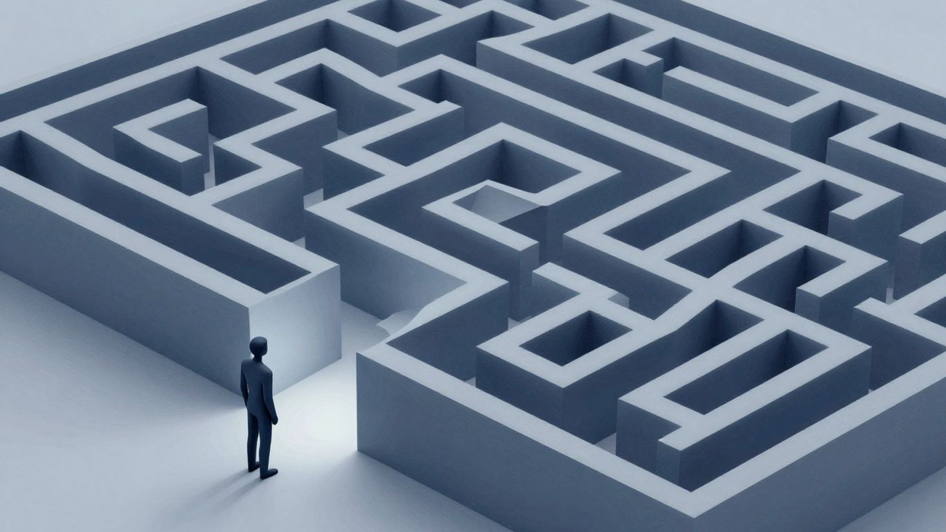 Abstract maze with a clear path forward.