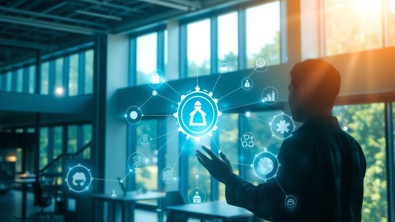 Person using a digital interface for sustainable business.