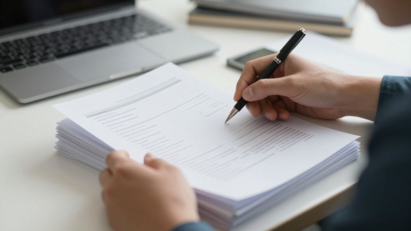Accountant working with financial papers.