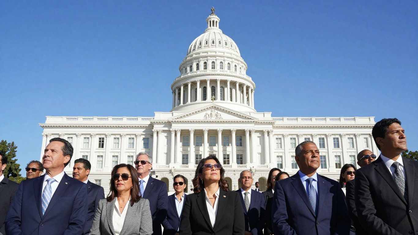 California Capitol building with business professionals.