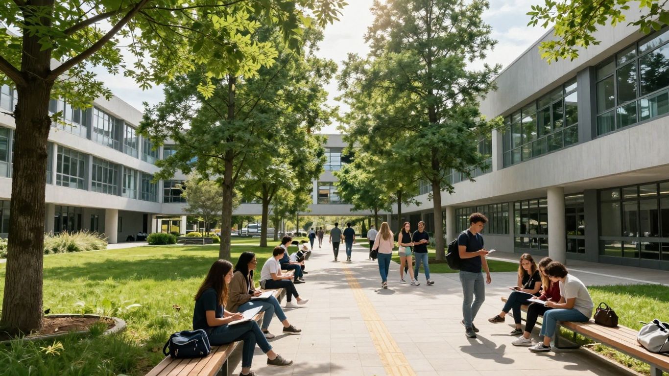 USC campus with students and green spaces.