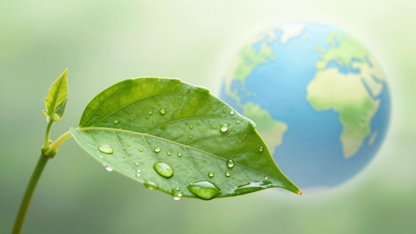 Green leaf with Earth glow, symbolizing carbon negativity.