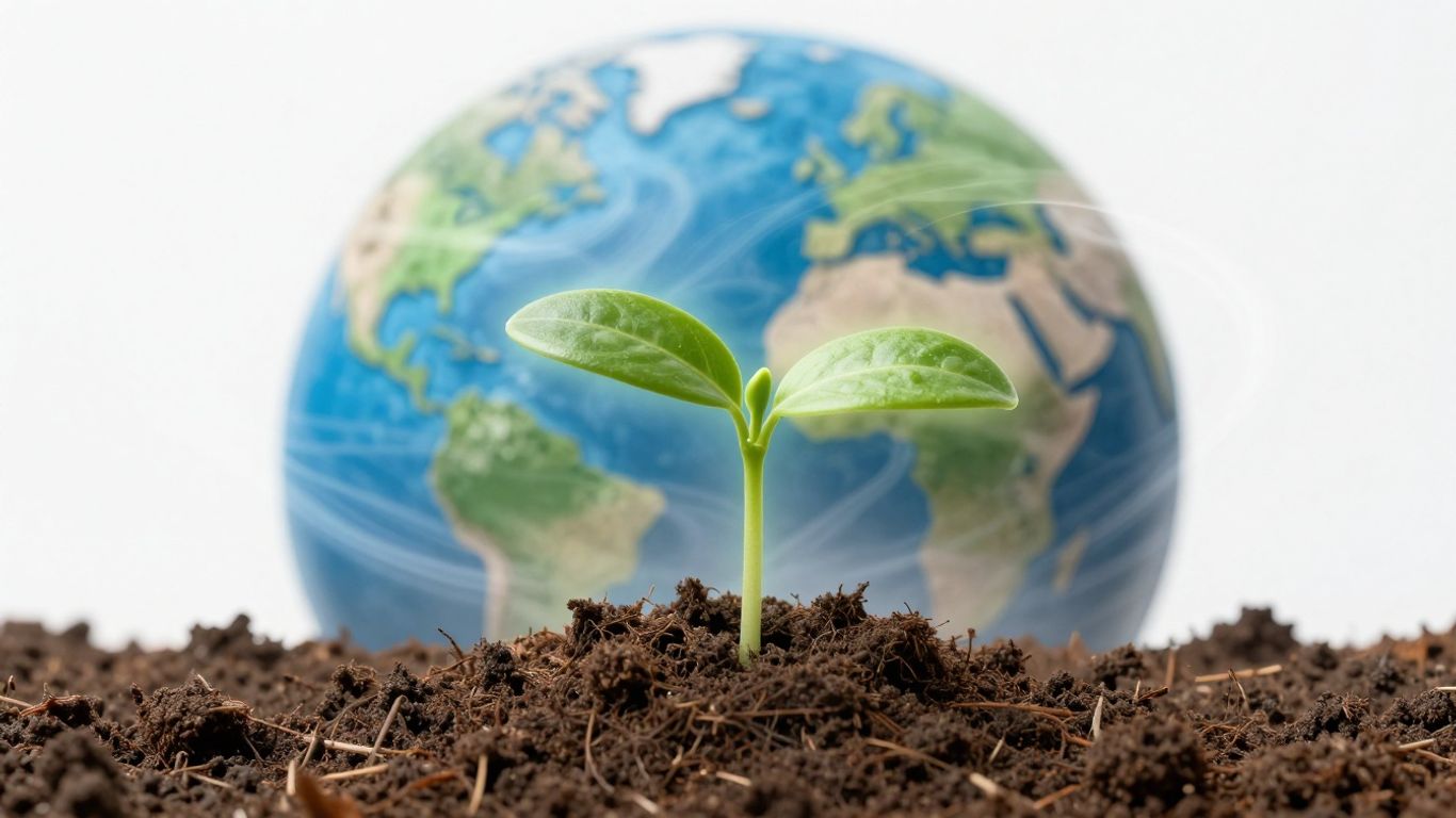 Green seedling growing, abstract Earth, clean air.