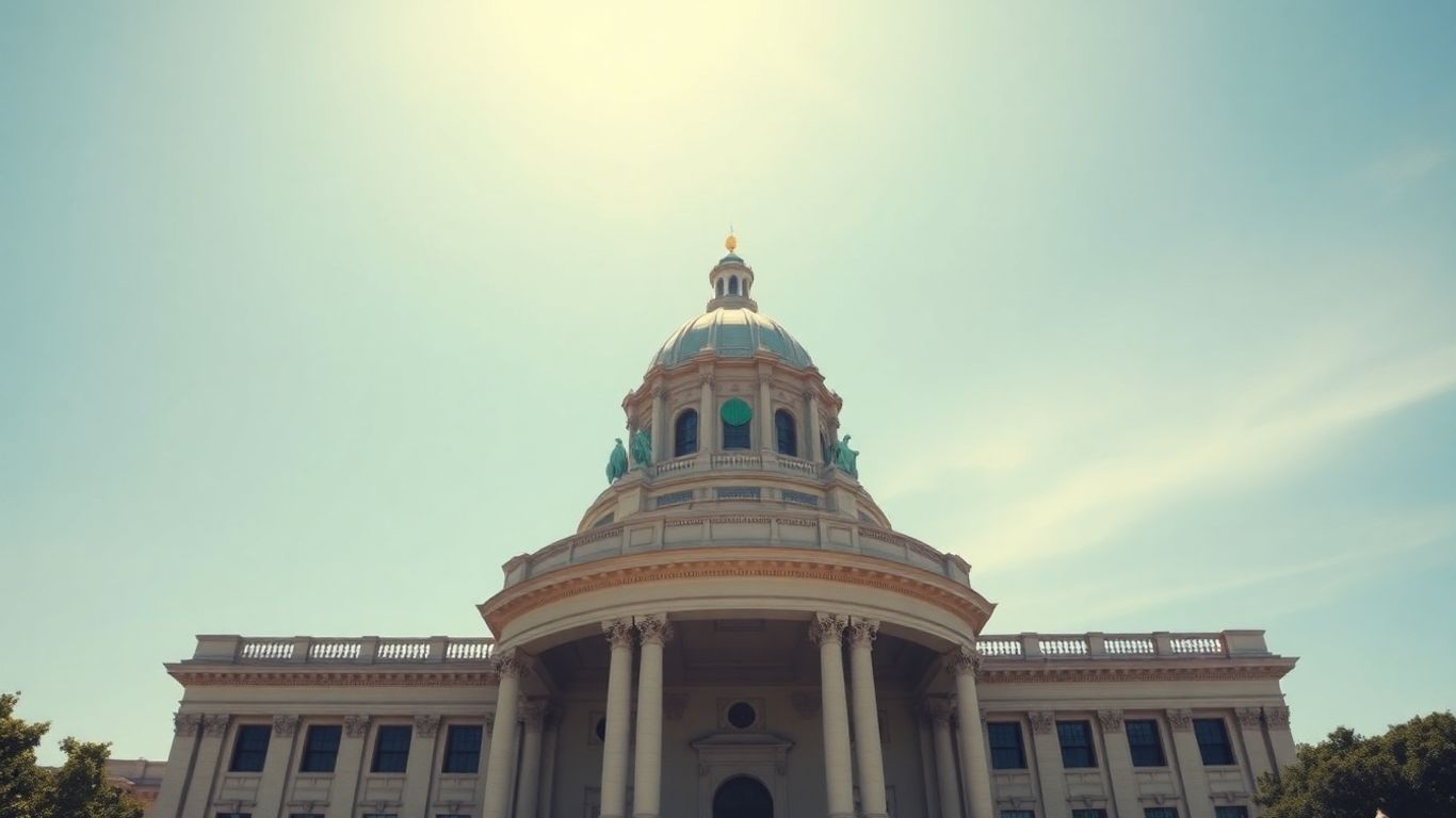 California Capitol building with green leaf motif.