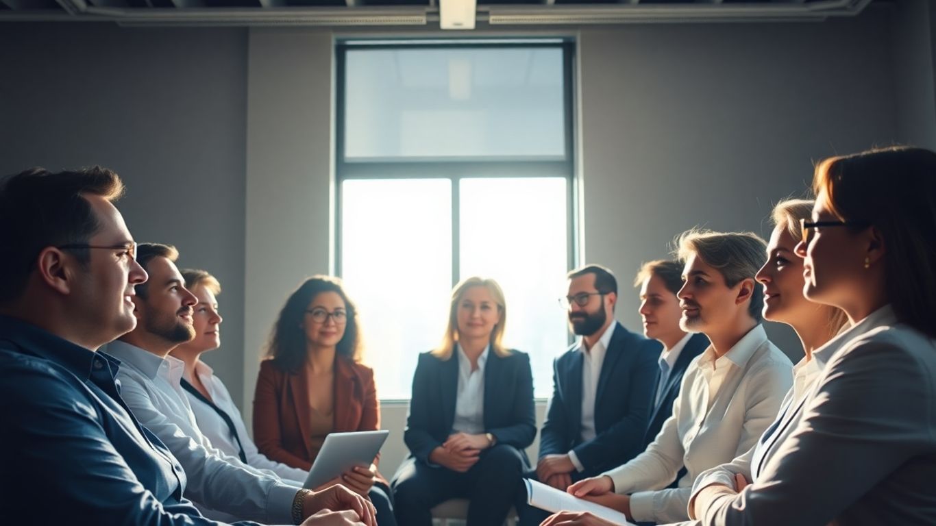 Business professionals in a webinar discussing CSRD compliance.
