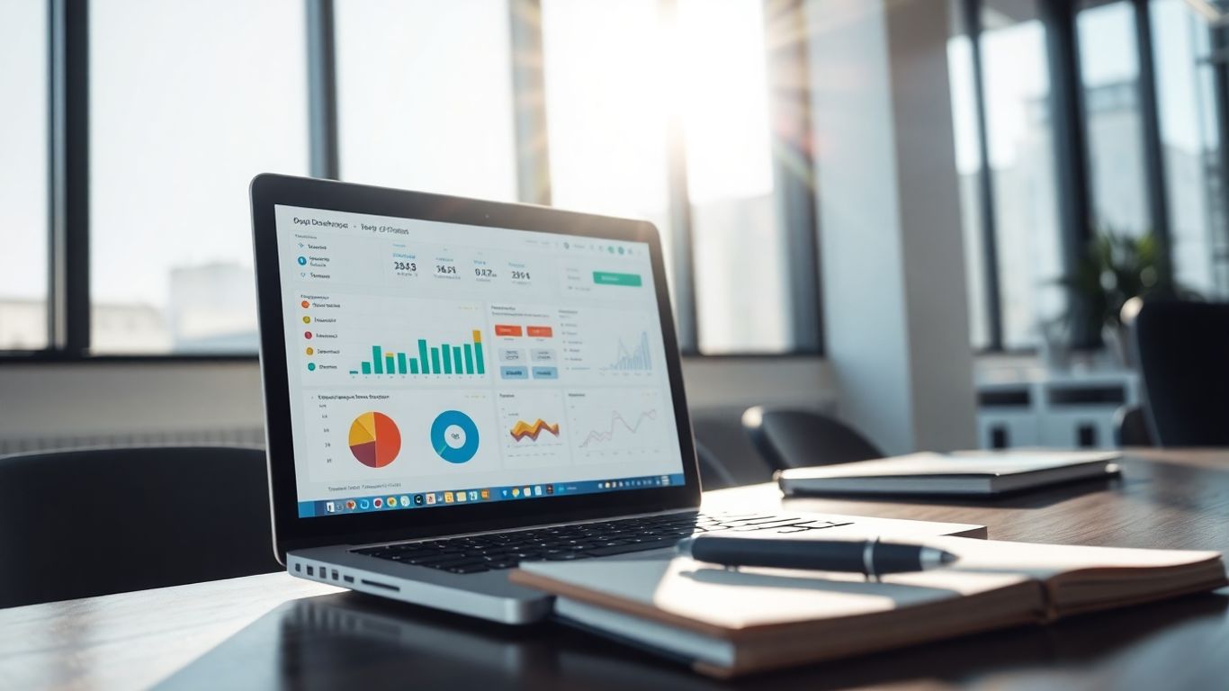 Workiva ESG reporting dashboard on a laptop.