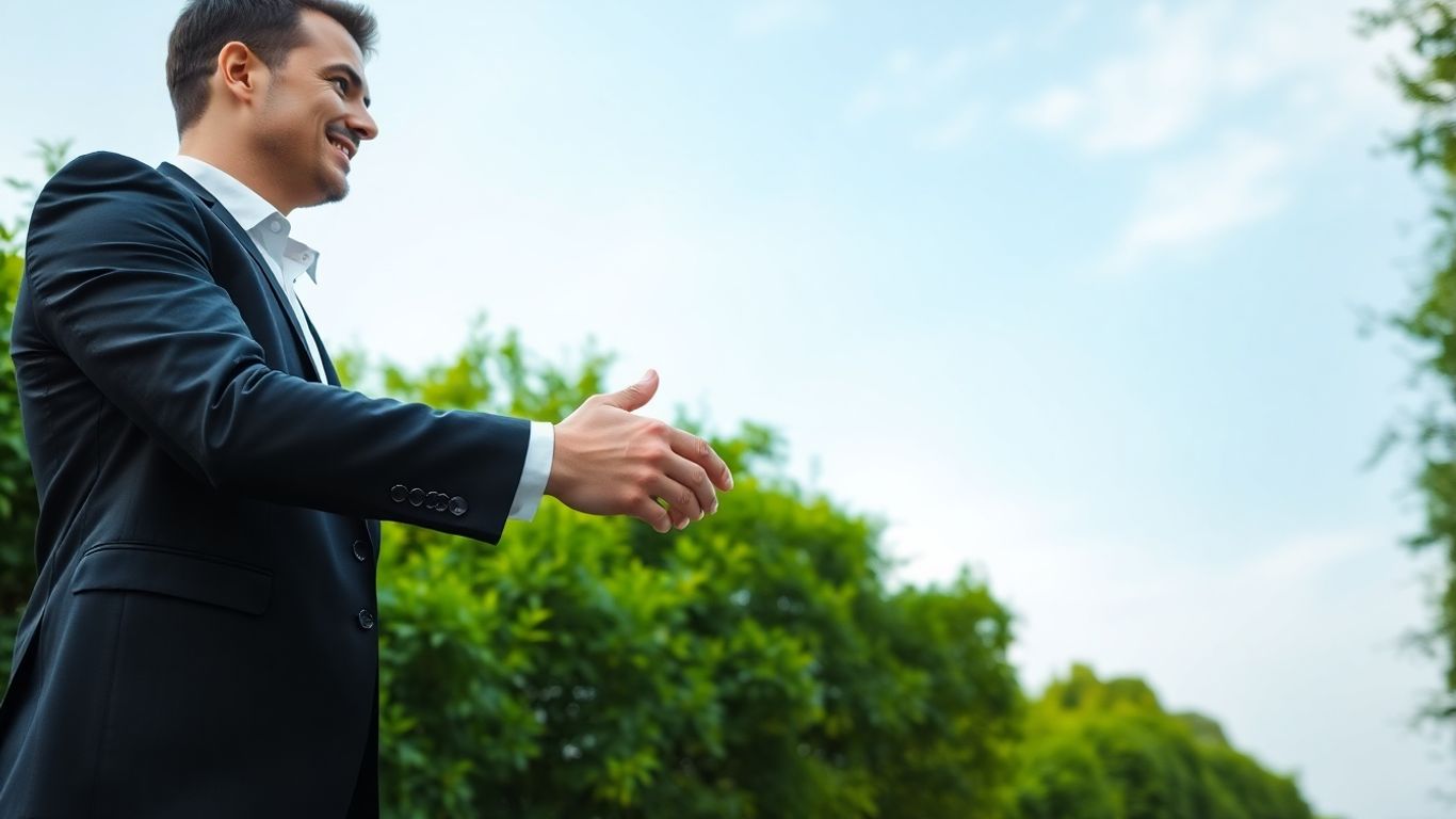 Professional handshake with a bright future.