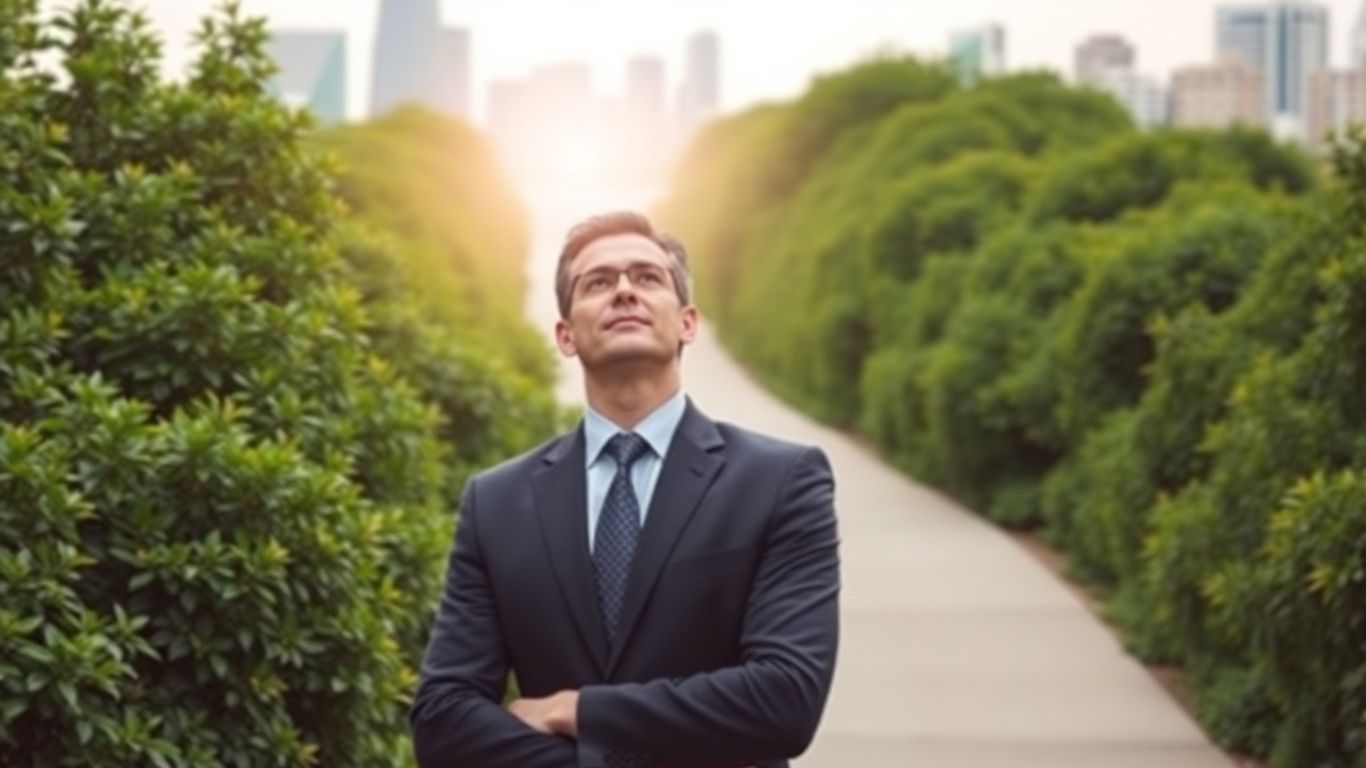 Professional advancing on a green career path.