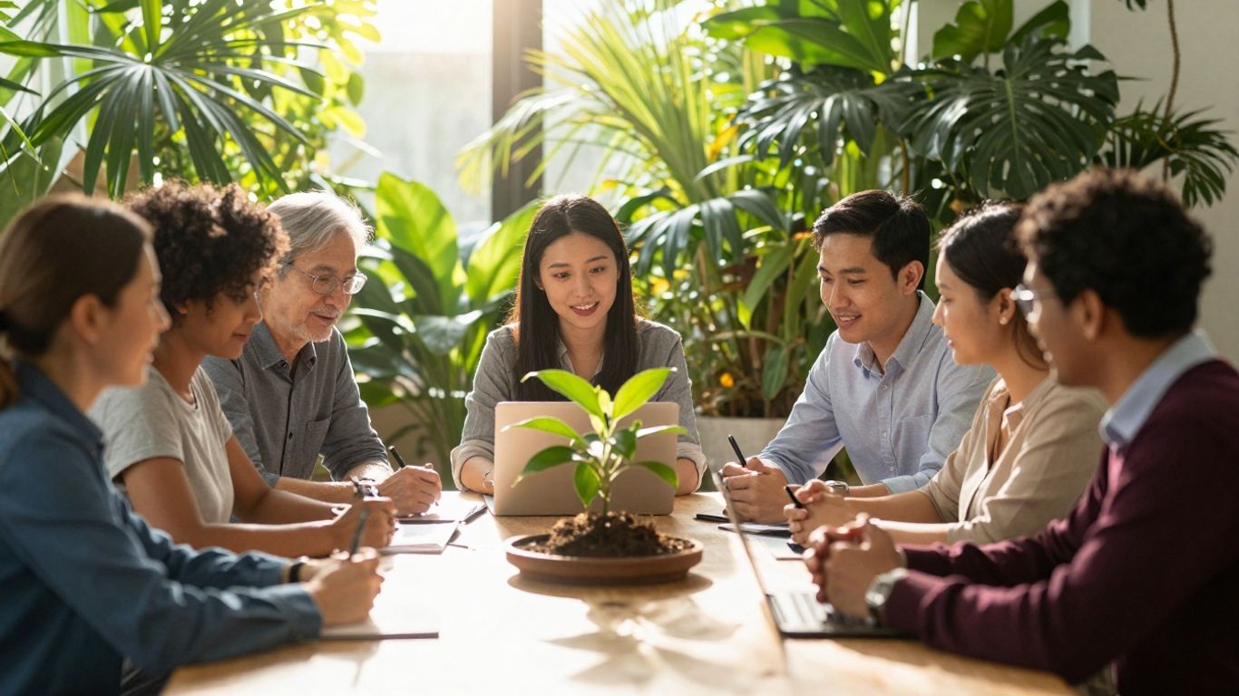 People working together on environmental management and sustainability.