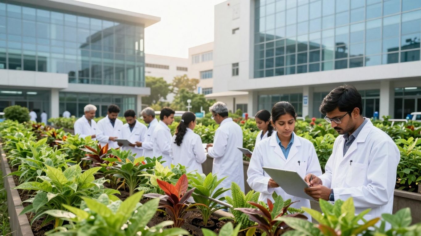 AstraZeneca's sustainable research facility with green landscaping.