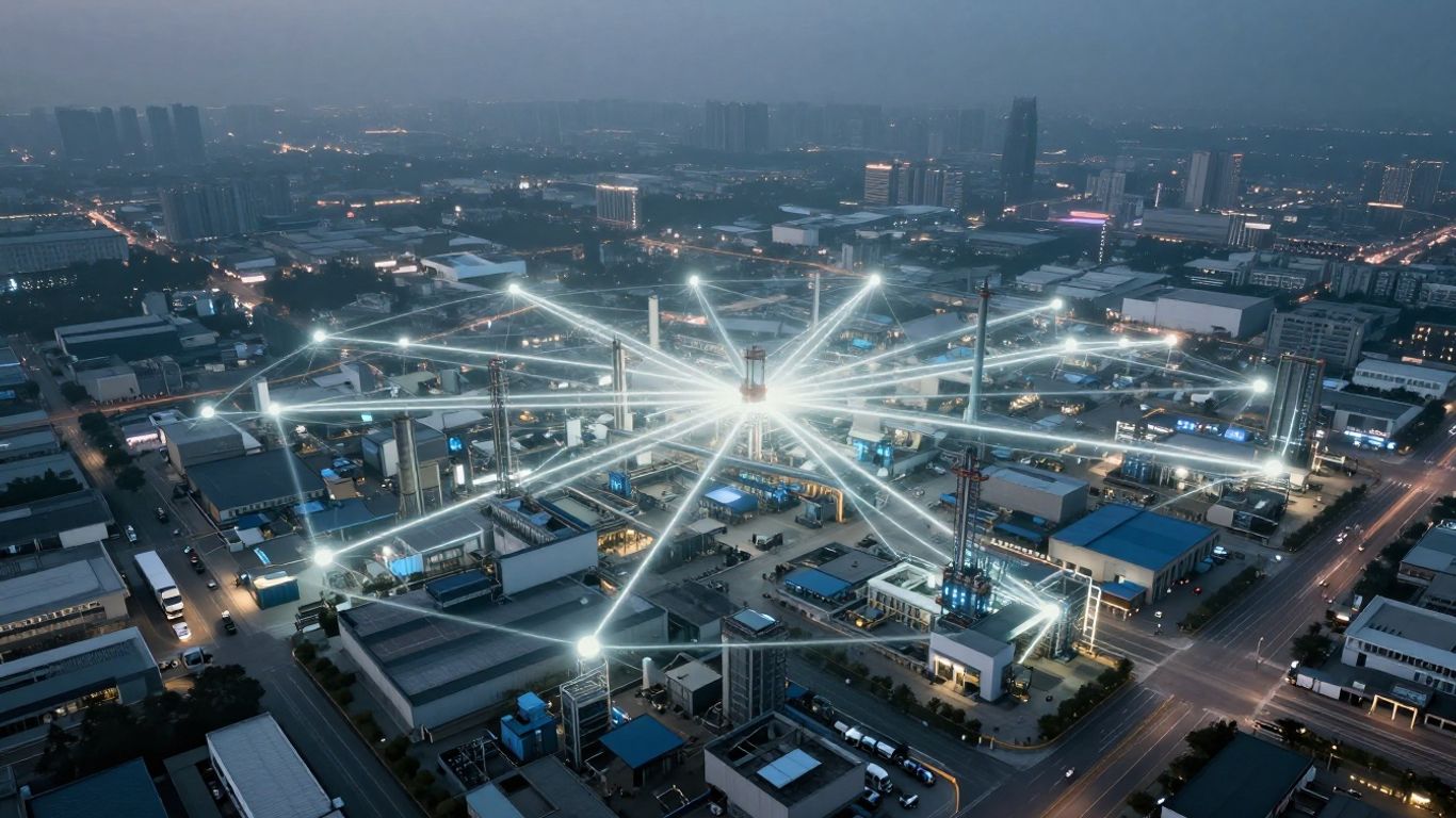 Interconnected global supply chains with environmental impact.