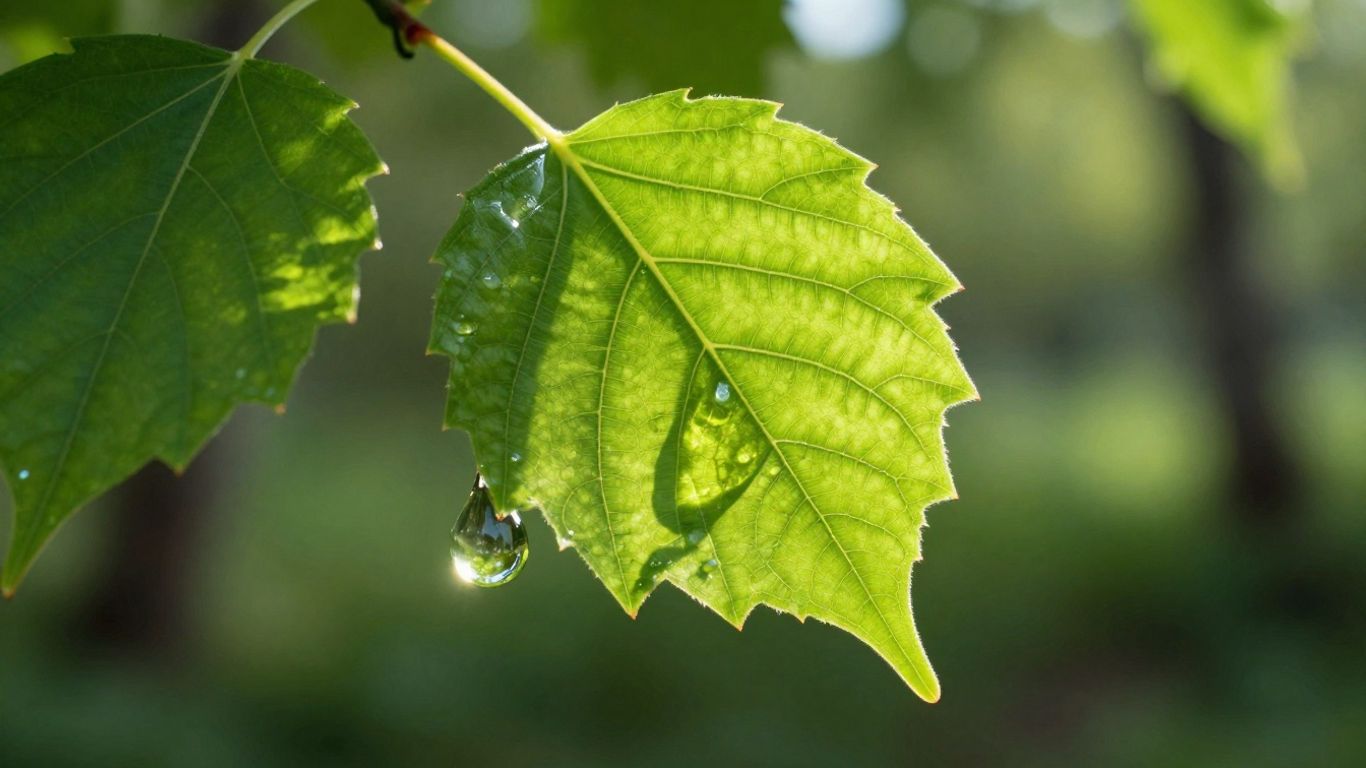 Green leaf holding a glowing droplet of fuel.