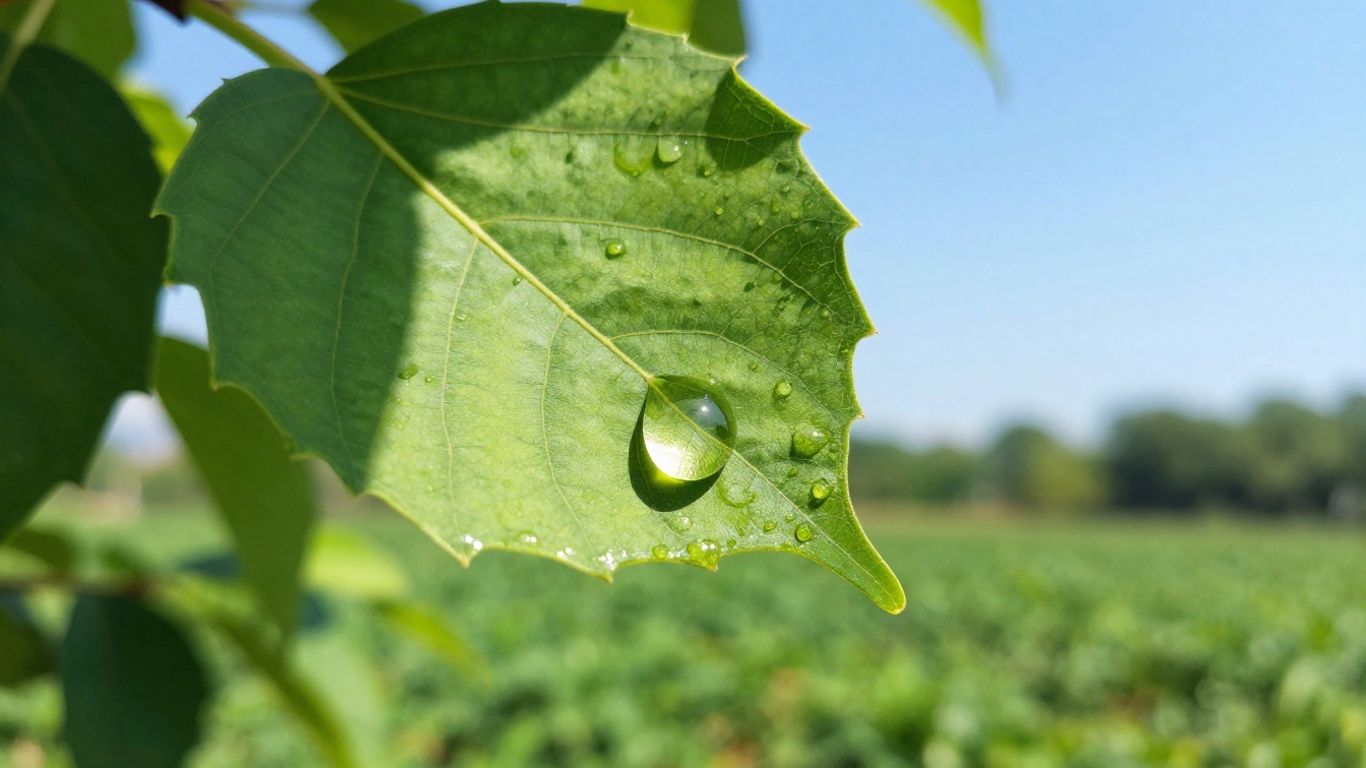 Green leaf holding a glowing droplet of fuel.