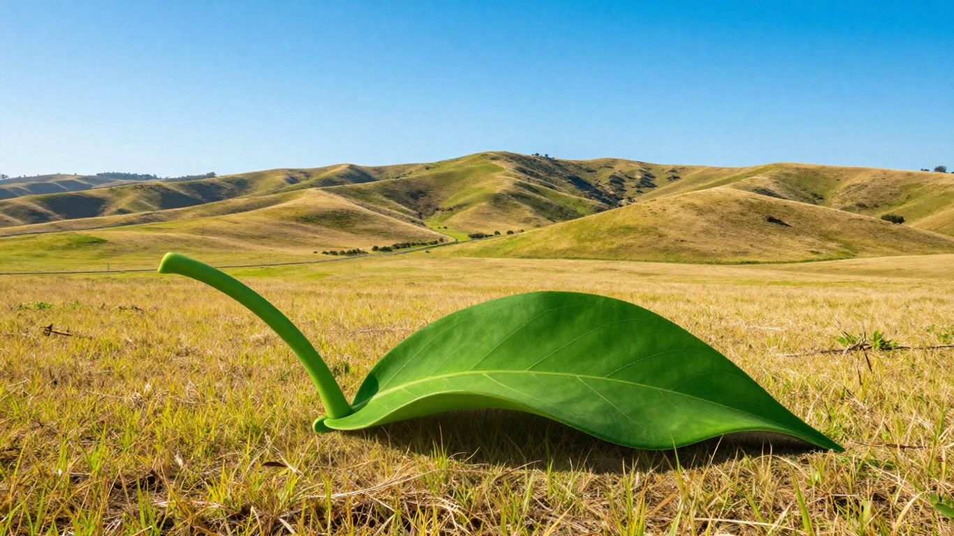 California landscape with a green leaf symbol.