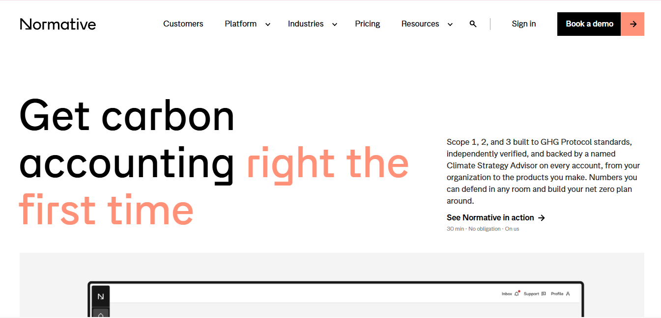 Normative as a GHG reporting software