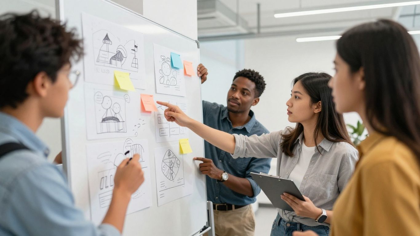 Diverse professional peer group collaborating on environmental projects