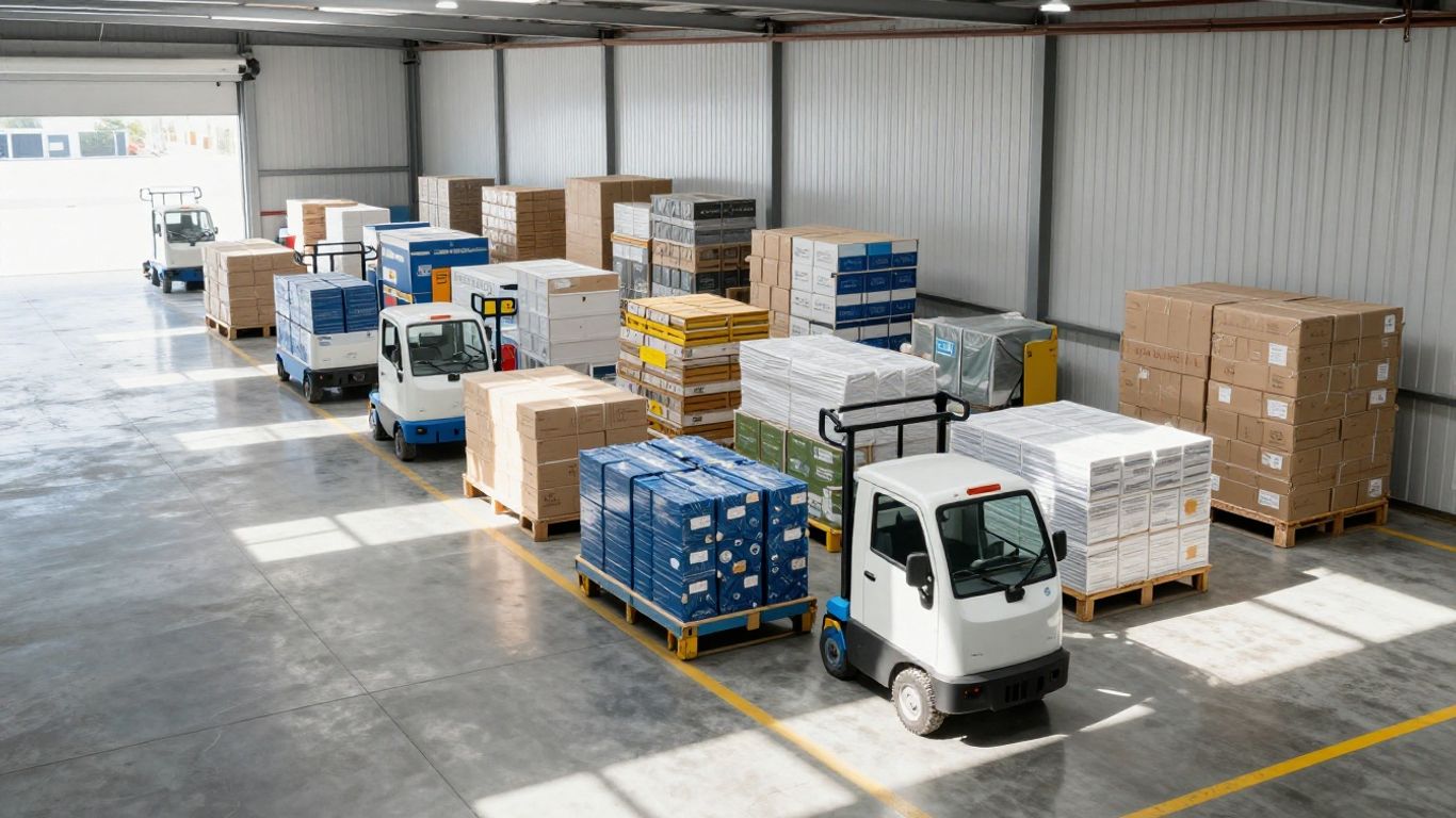 Logistics hub with sustainable vehicle fleet