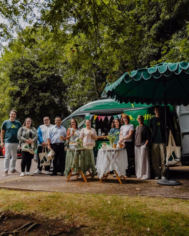 Adfin team and customers at a summer event