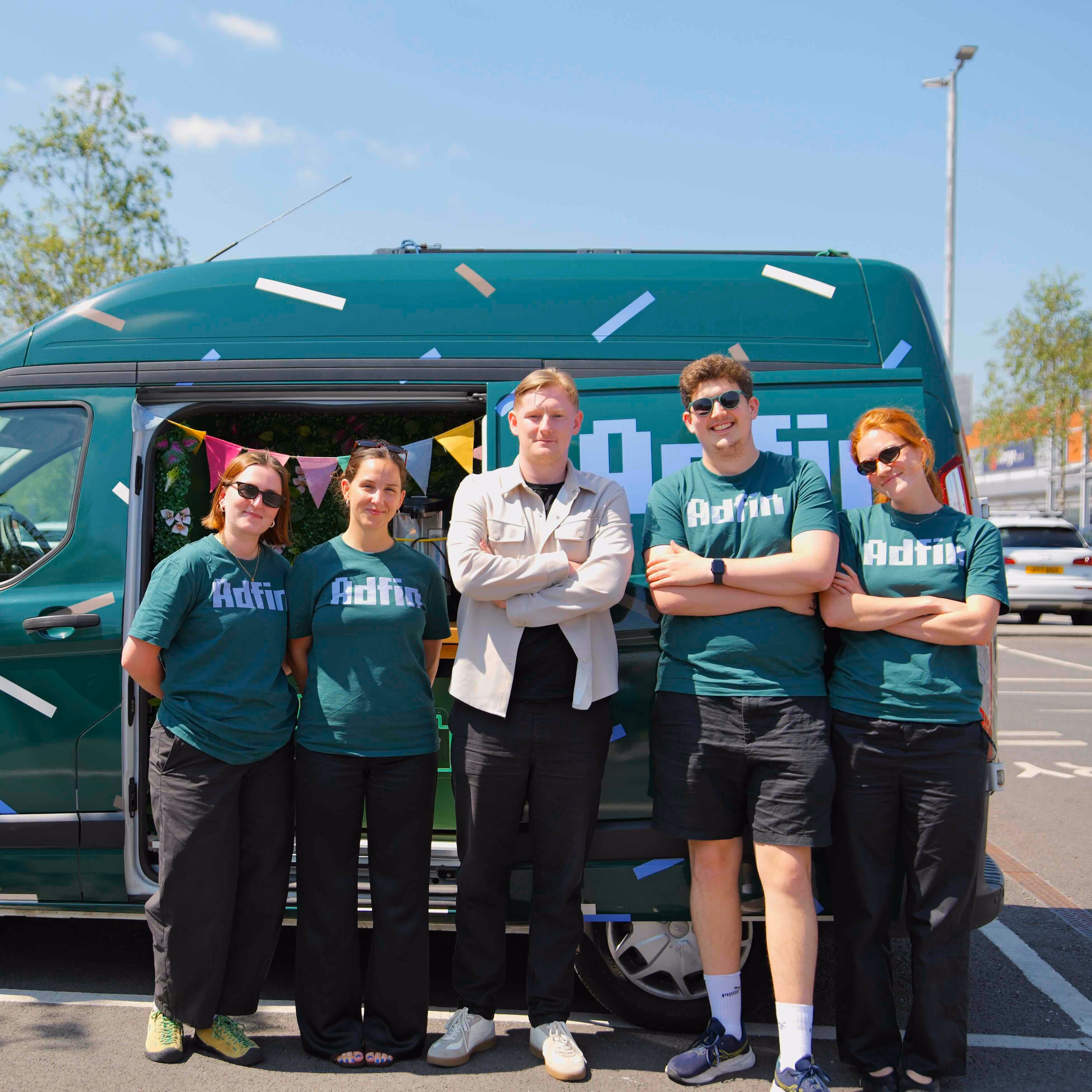 Adfin team and customers at a summer event
