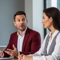 Office discussion between two colleagues