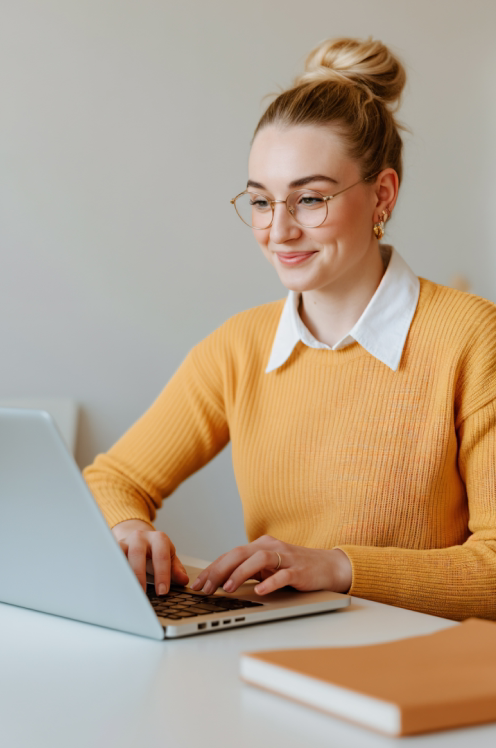 Focused woman at desk