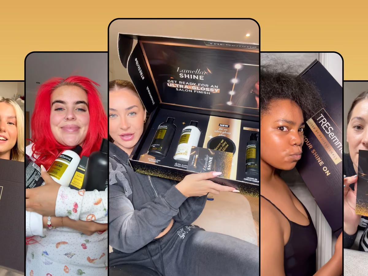 Creators unboxing the TRESemmé PR mailer in TikTok videos