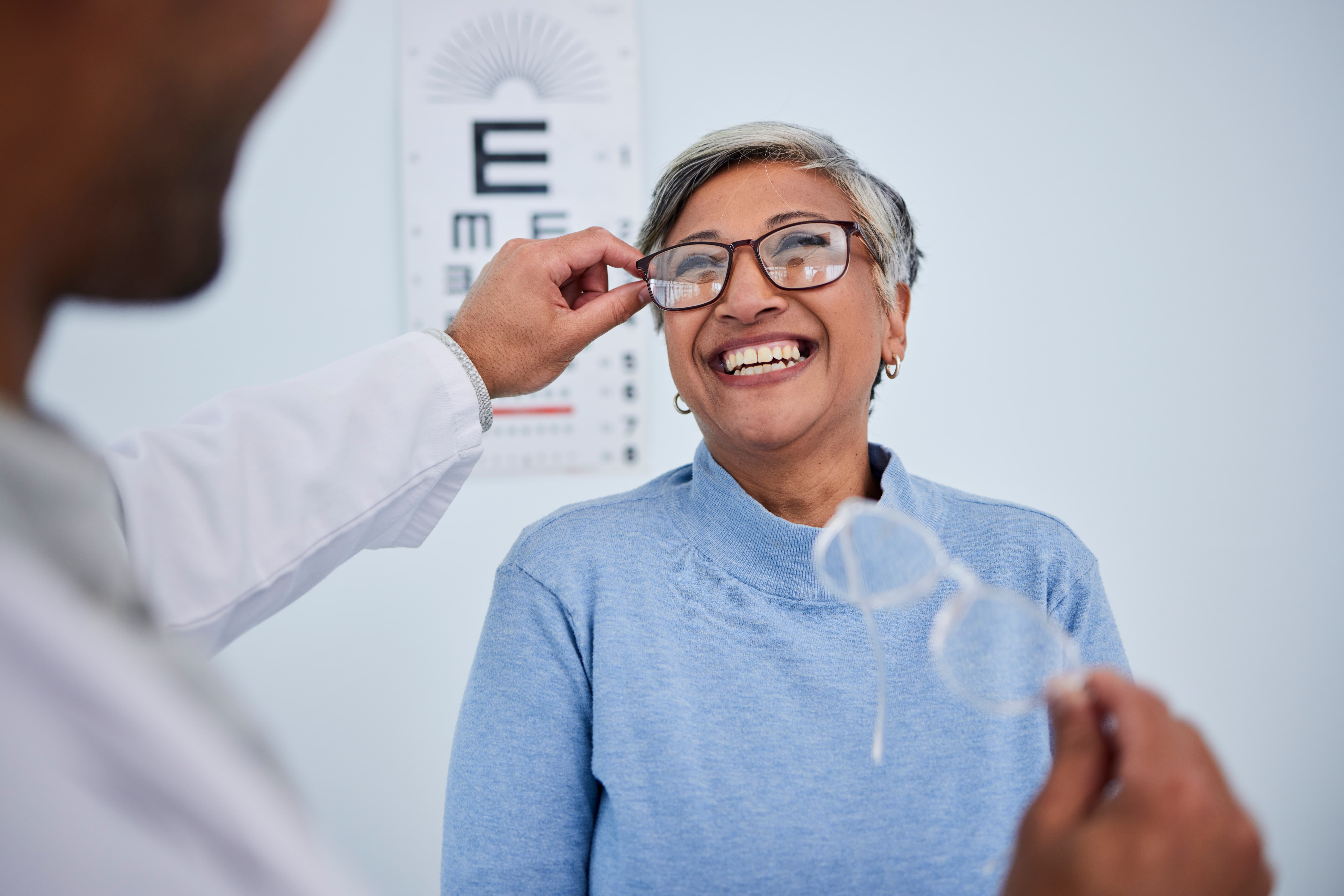 In-house optical with eyeglass frames on display