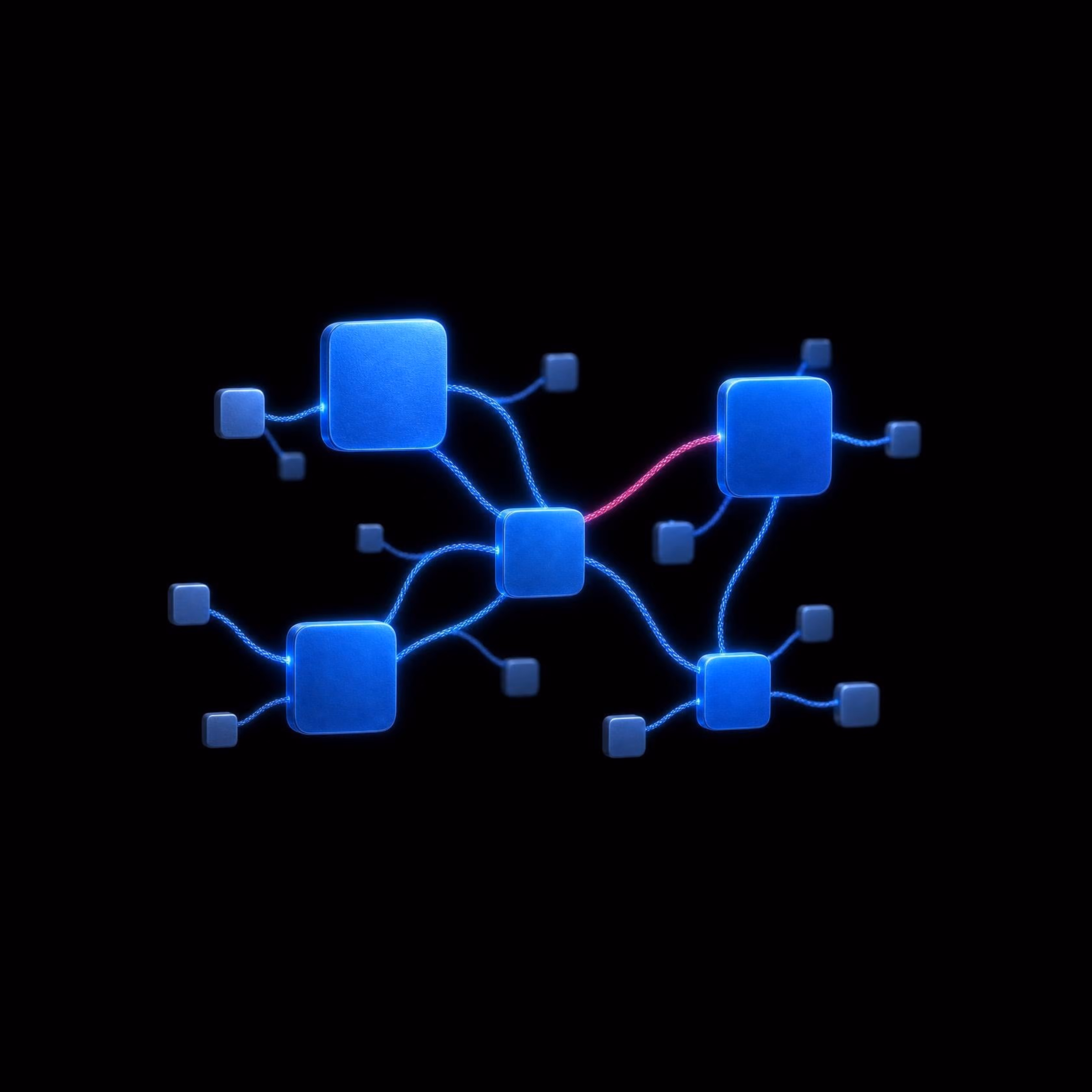 Abstract render of interconnected glowing tiles representing Sentinel's partner ecosystem