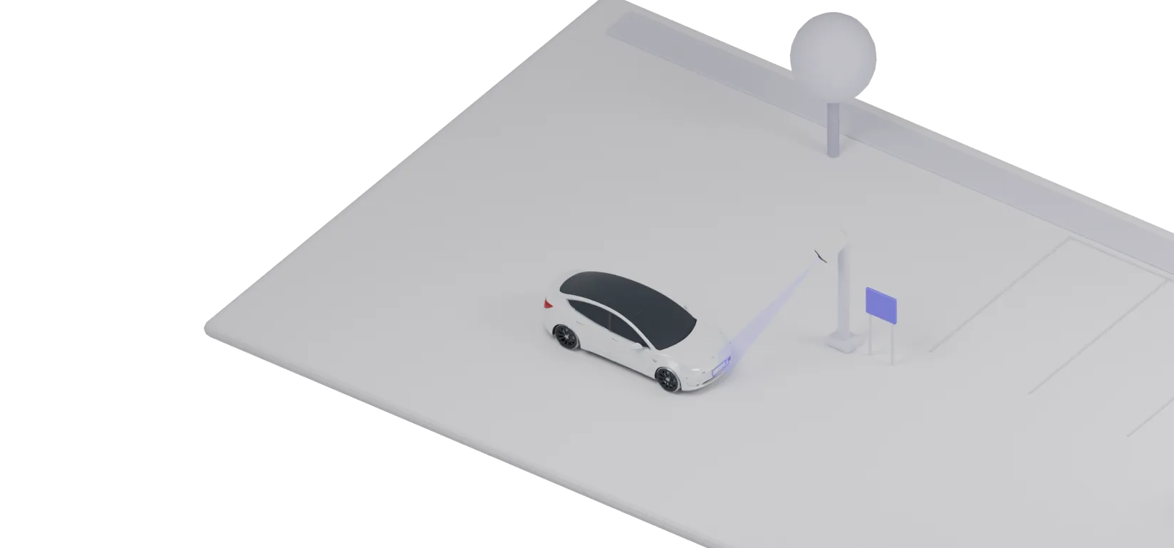 Der Einfahrtsscanner erfasst das vordere Kennzeichen des einfahrenden Autos.