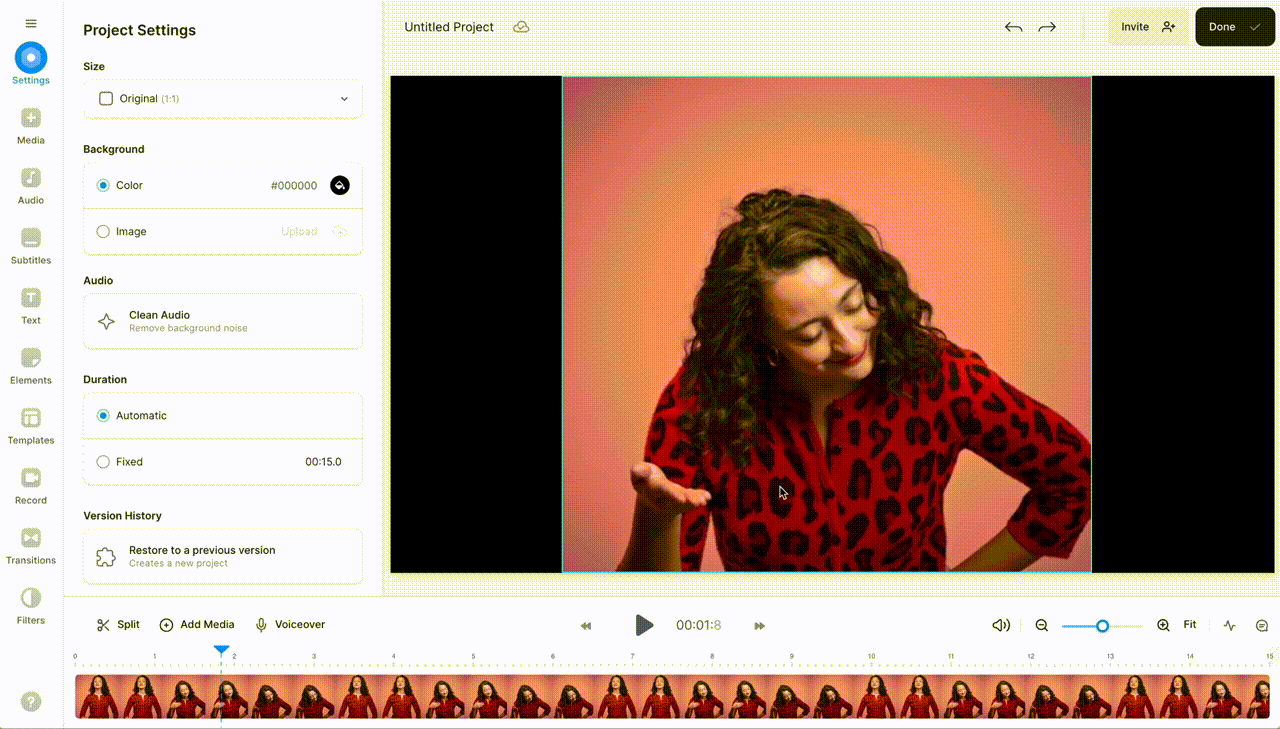 GIF demonstrating how VEED removes background from GIFs.