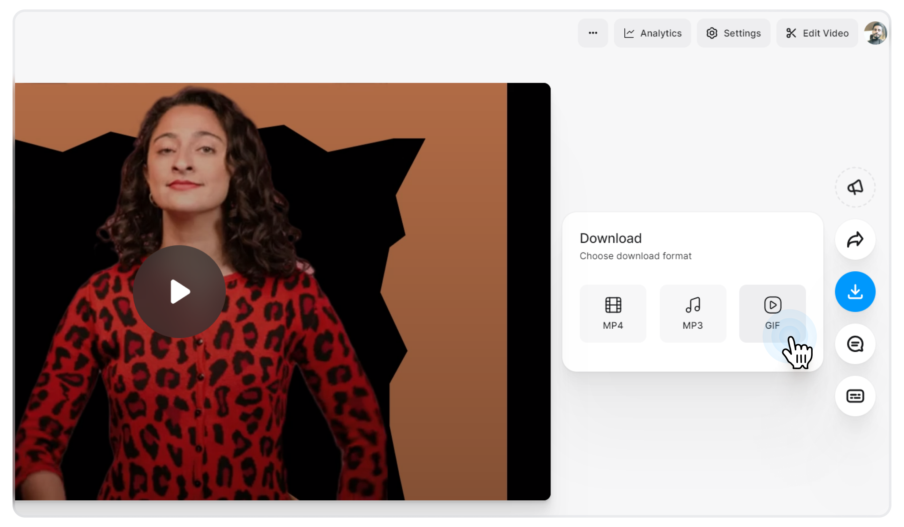 Screenshot of the download options on VEED post-production.