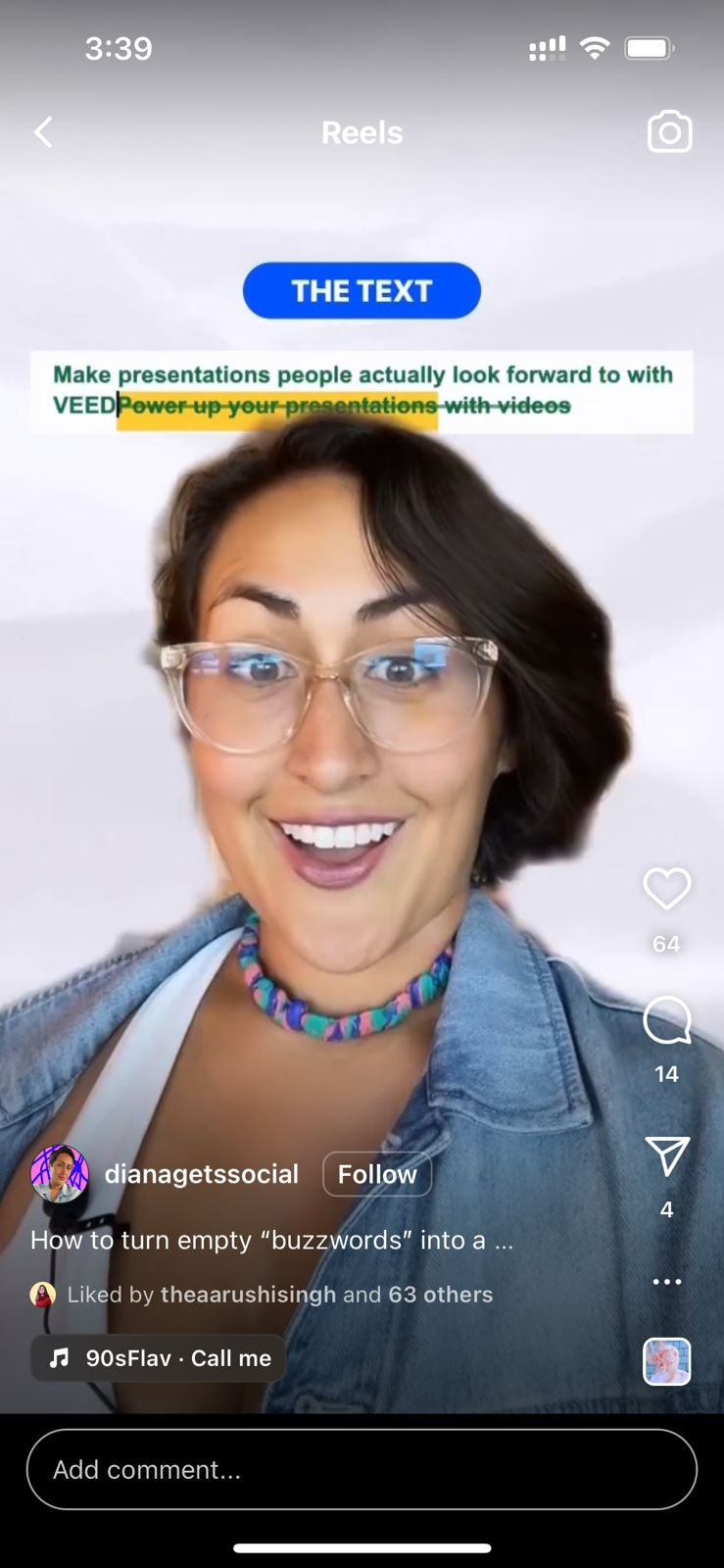 Example of adding elements to your Instagram videos to make them more engaging