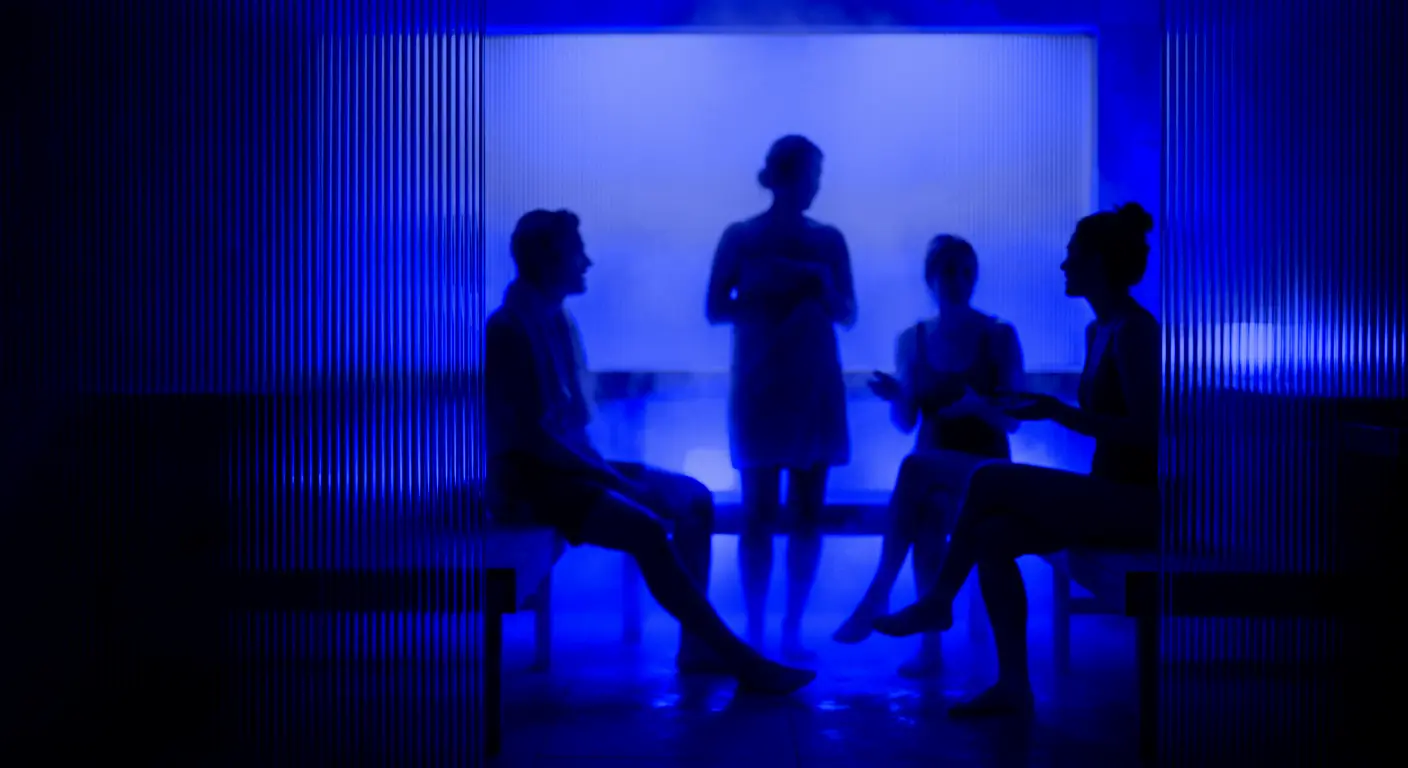 A group in the sauna at Plunged, recovery studio in Gent