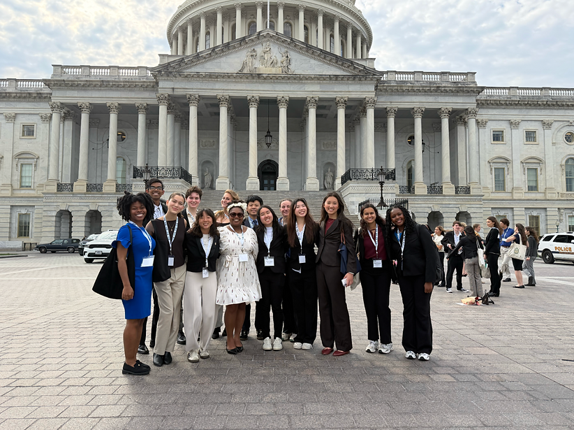 Group photo of all the Duke students participating in Advocacy Days in front of the Capitol Building