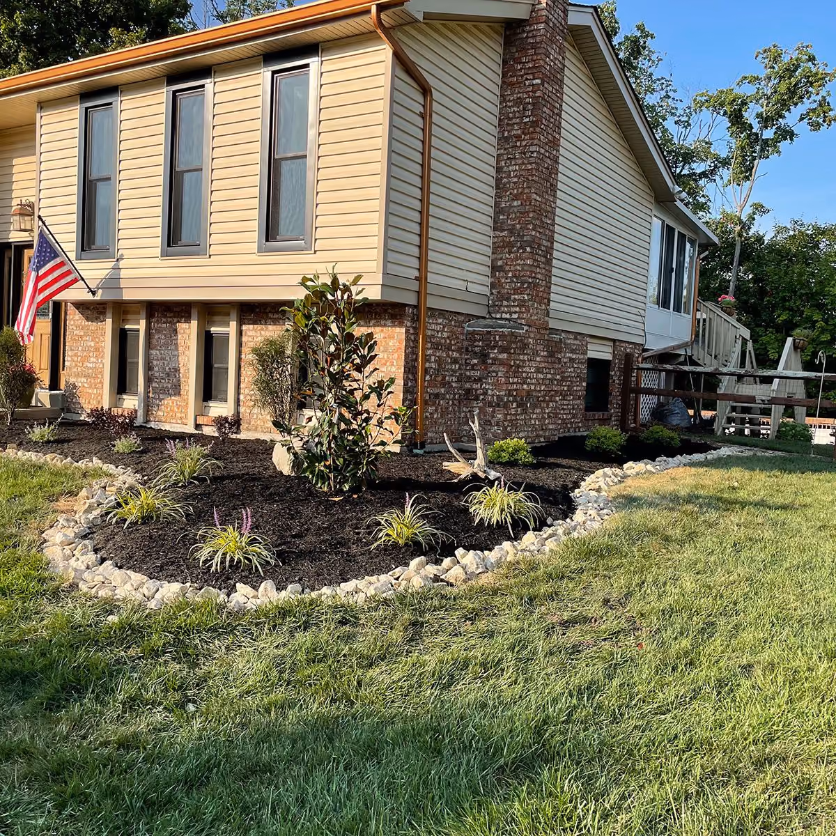 Custom landscape installation by Triscapes creating a polished and inviting residential property
