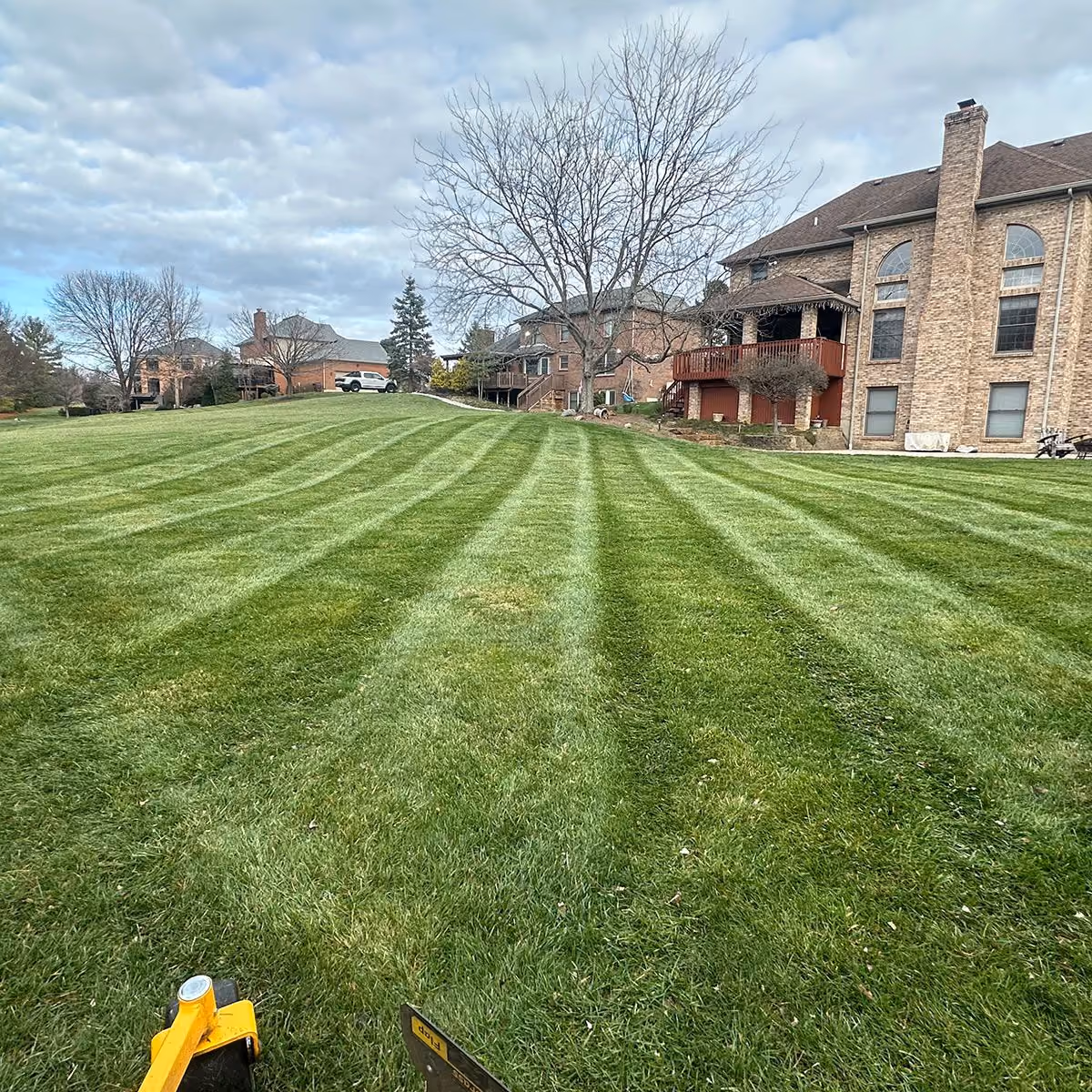 Weekly lawn maintenance by Triscapes keeping residential and commercial properties neat and healthy