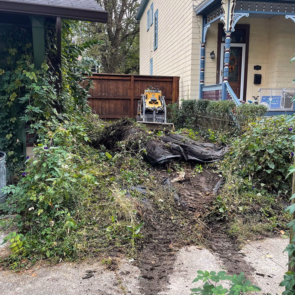 Custom residential landscaping by Triscapes with shrubs, trees, and fresh mulch
