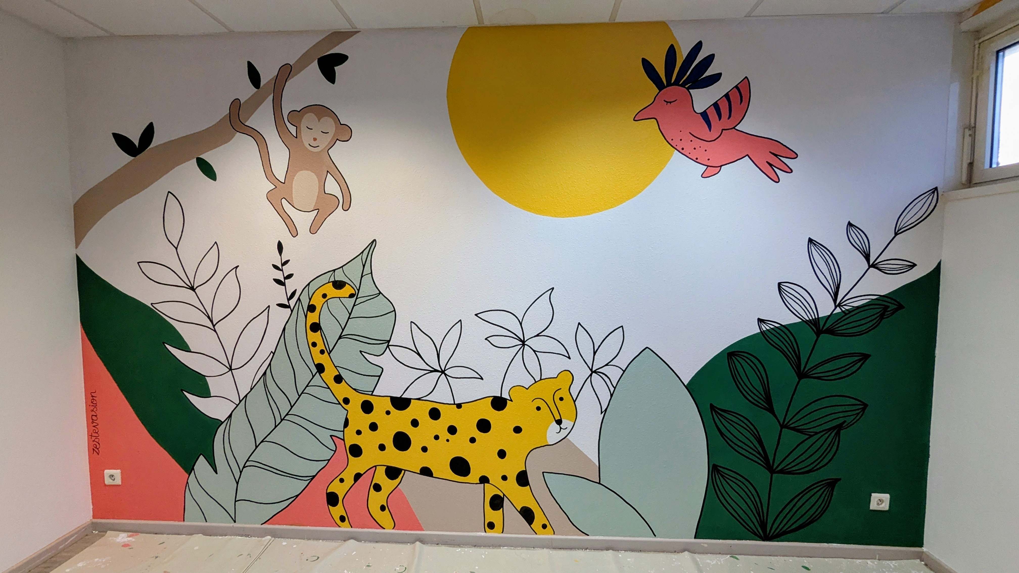 Jungle dans une bibliothèque