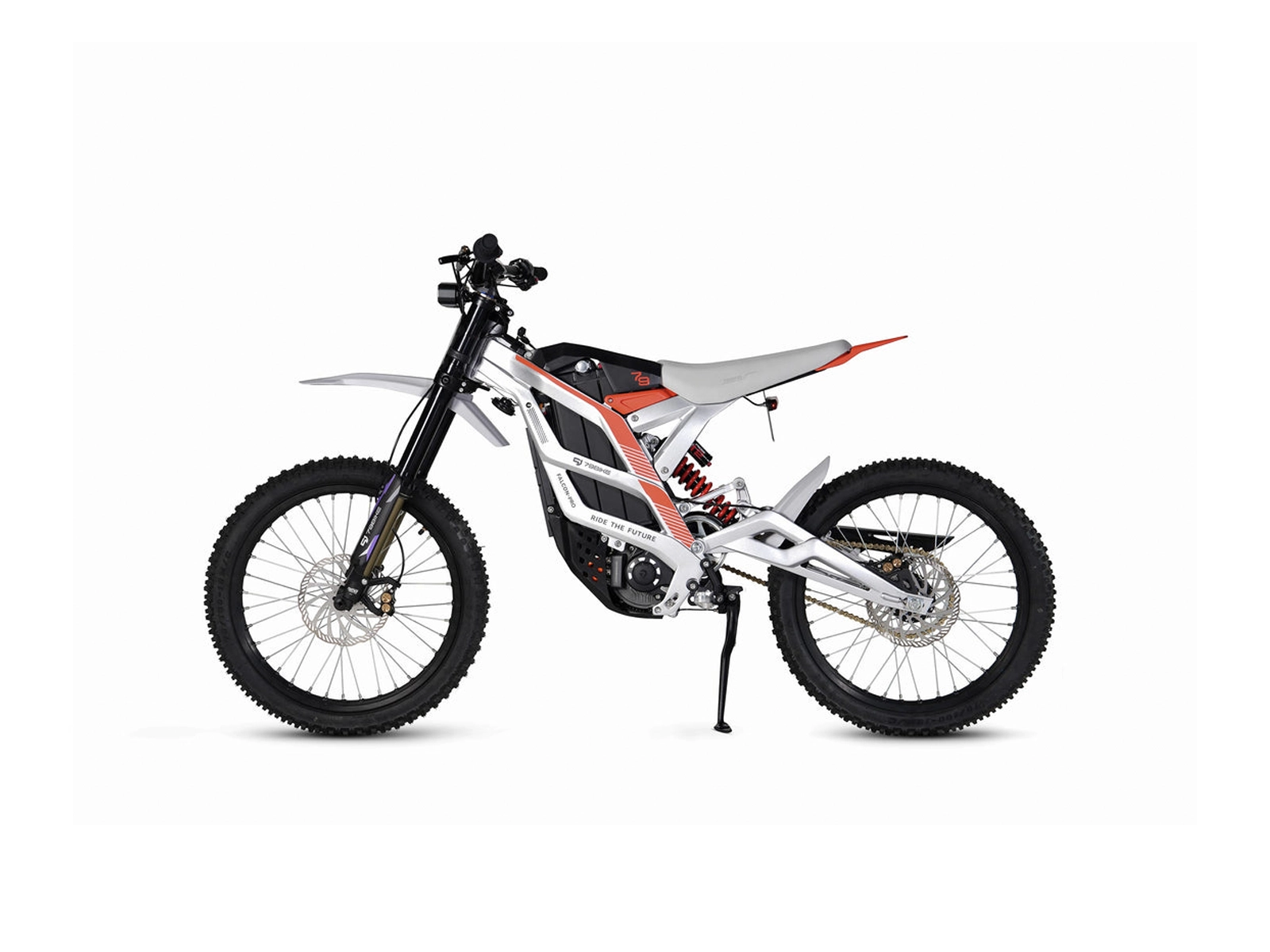79 Bikes Falcon Pro side view in silver and red.