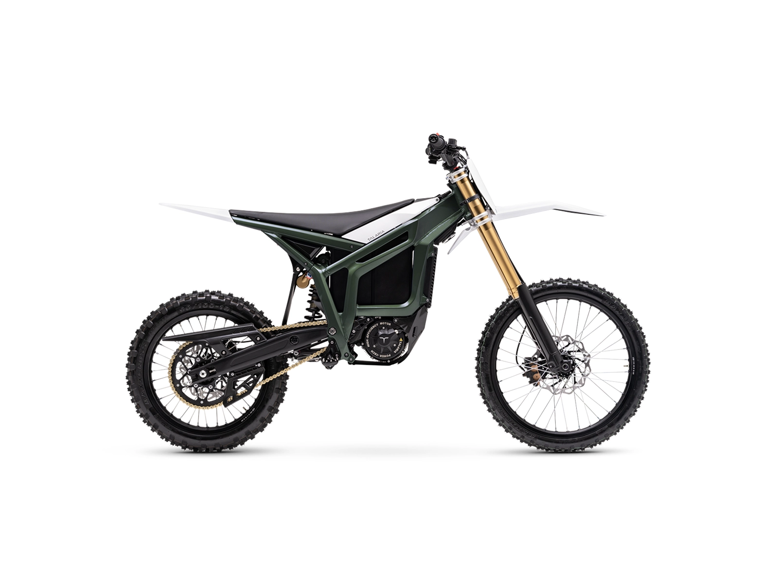 Talaria Komodo MX right side view in green and white.
