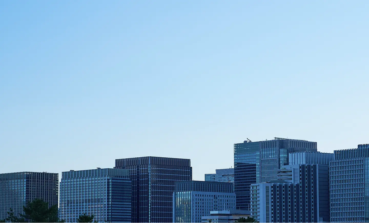 City skyline at dusk