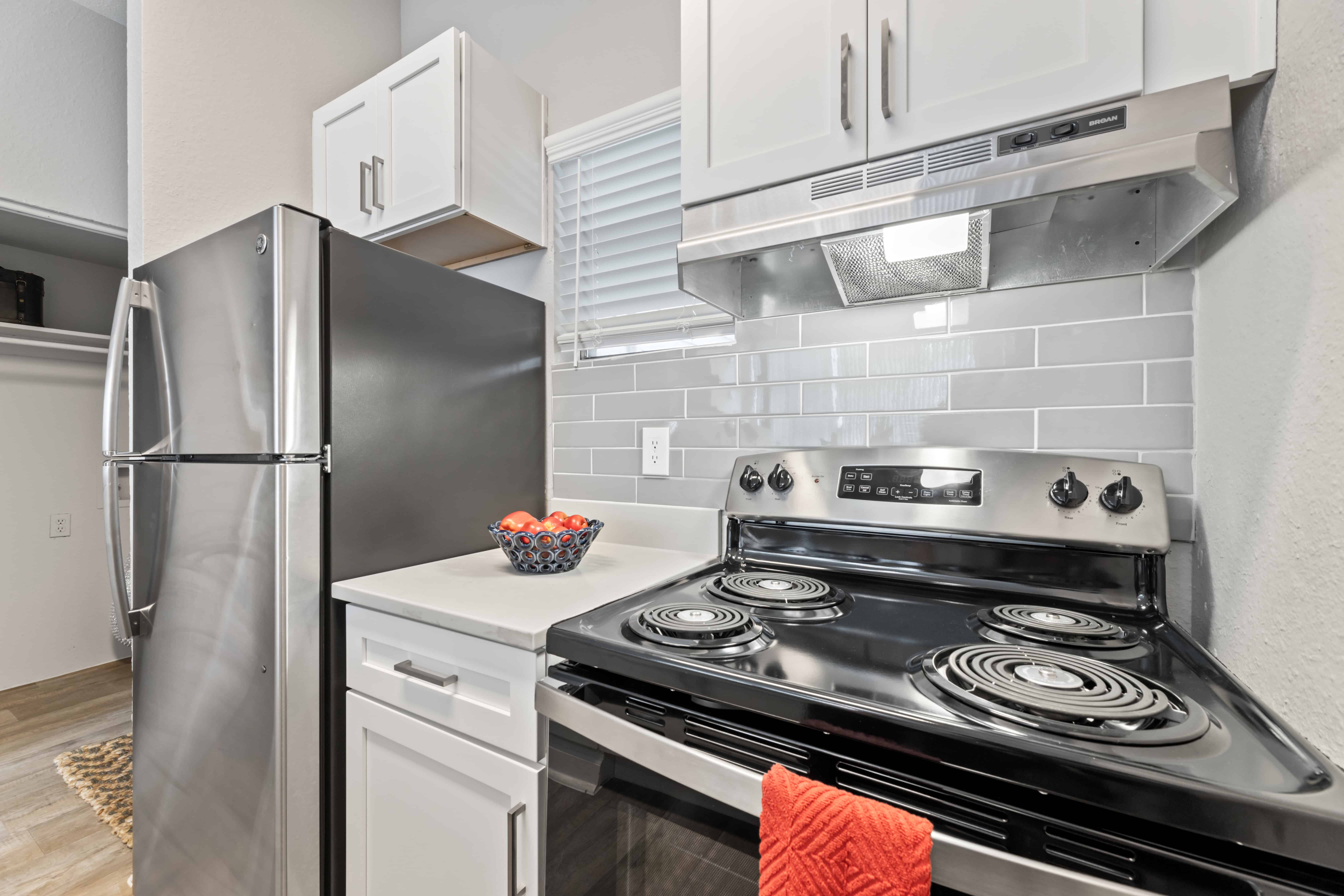 Kitchen with white cabinets