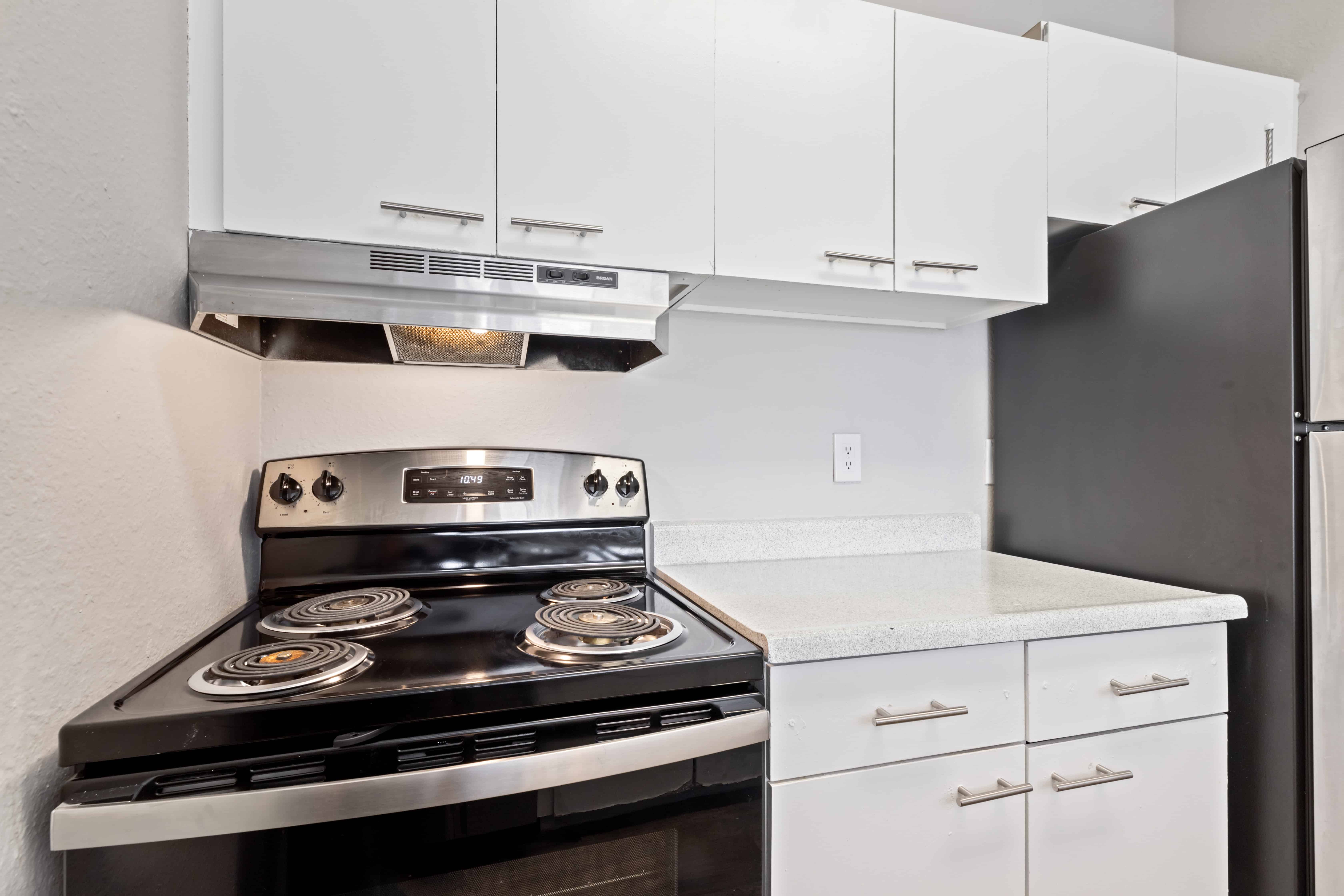 Kitchen with white cabinets