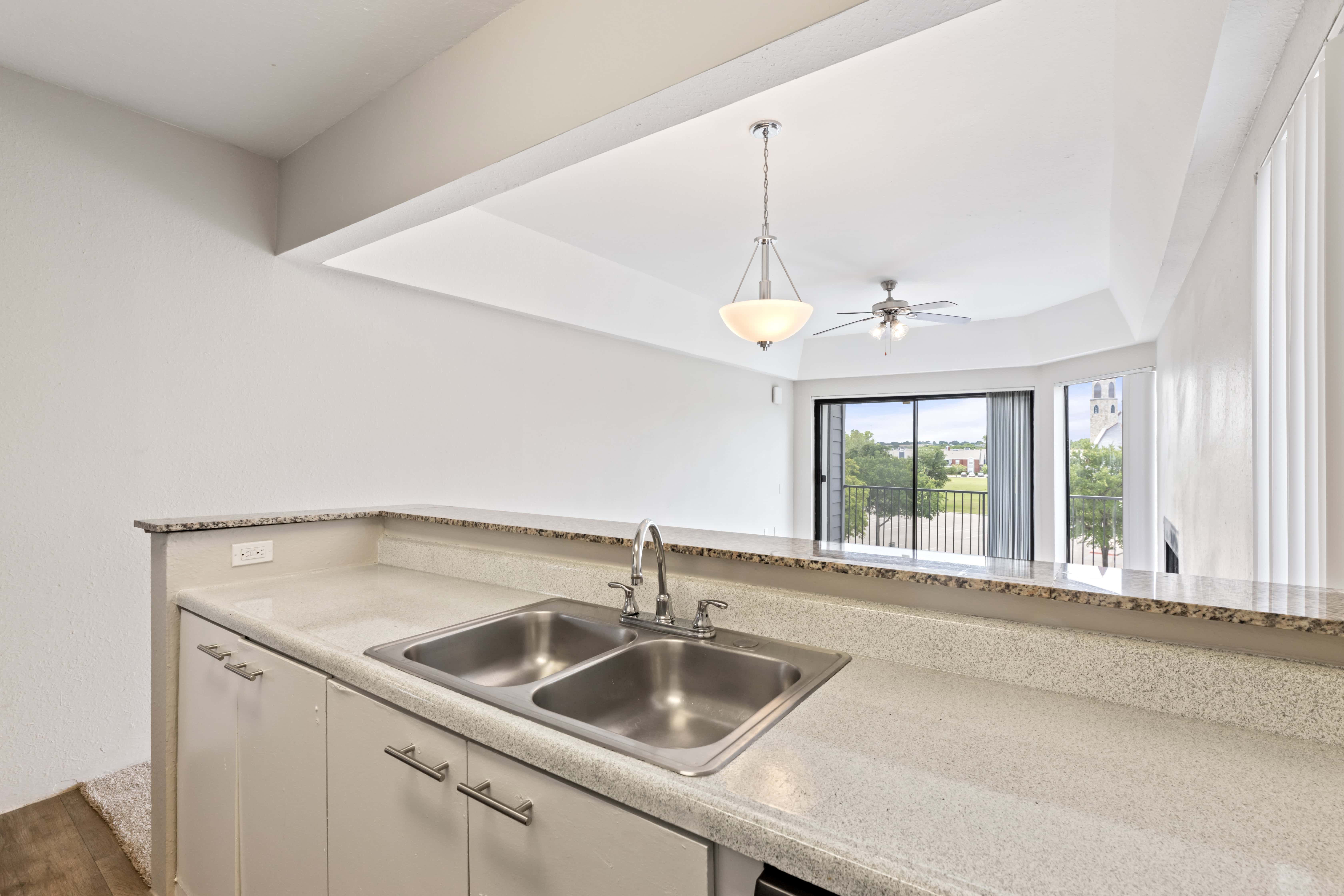 Kitchen with white cabinets