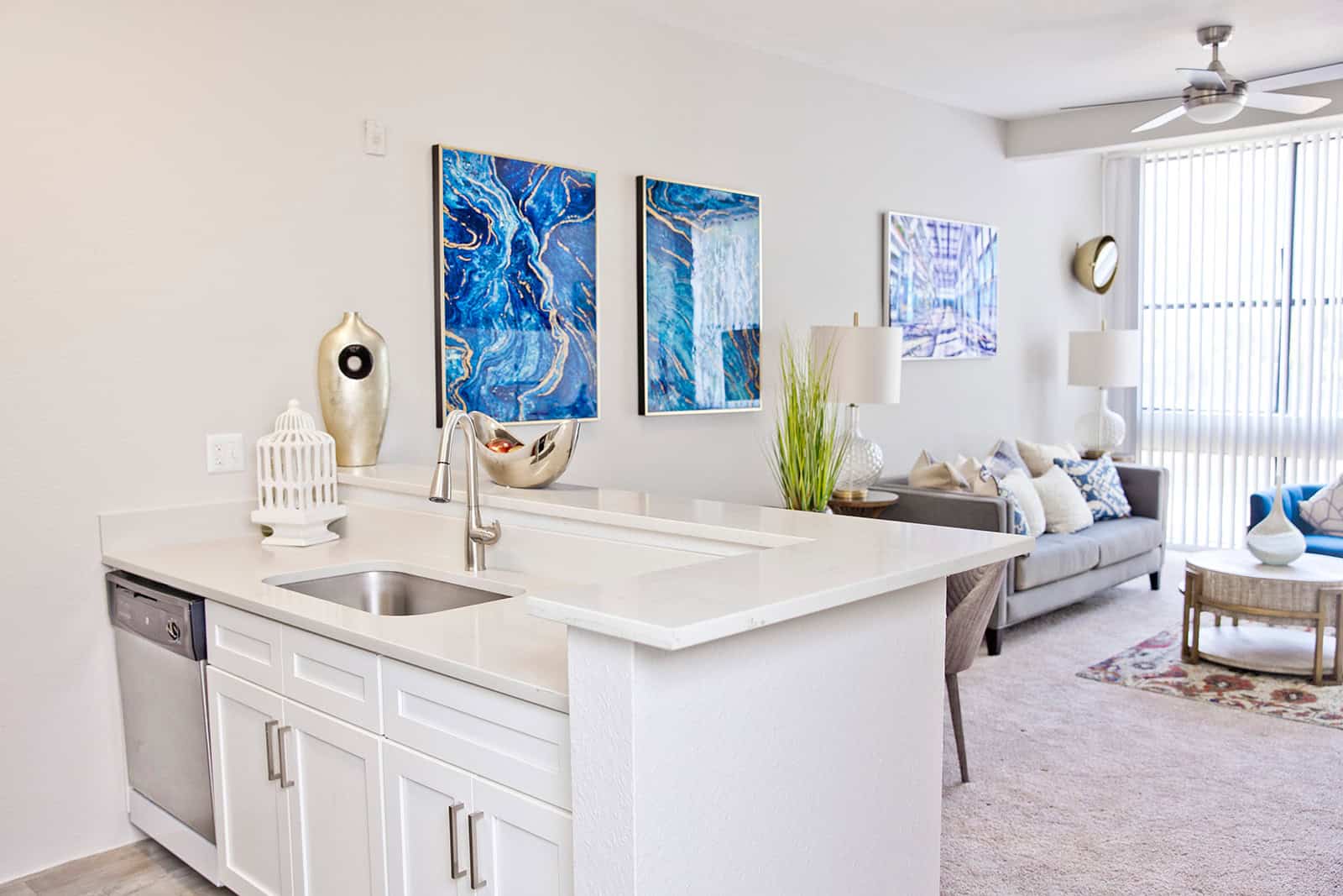 Kitchen with white cabinets
