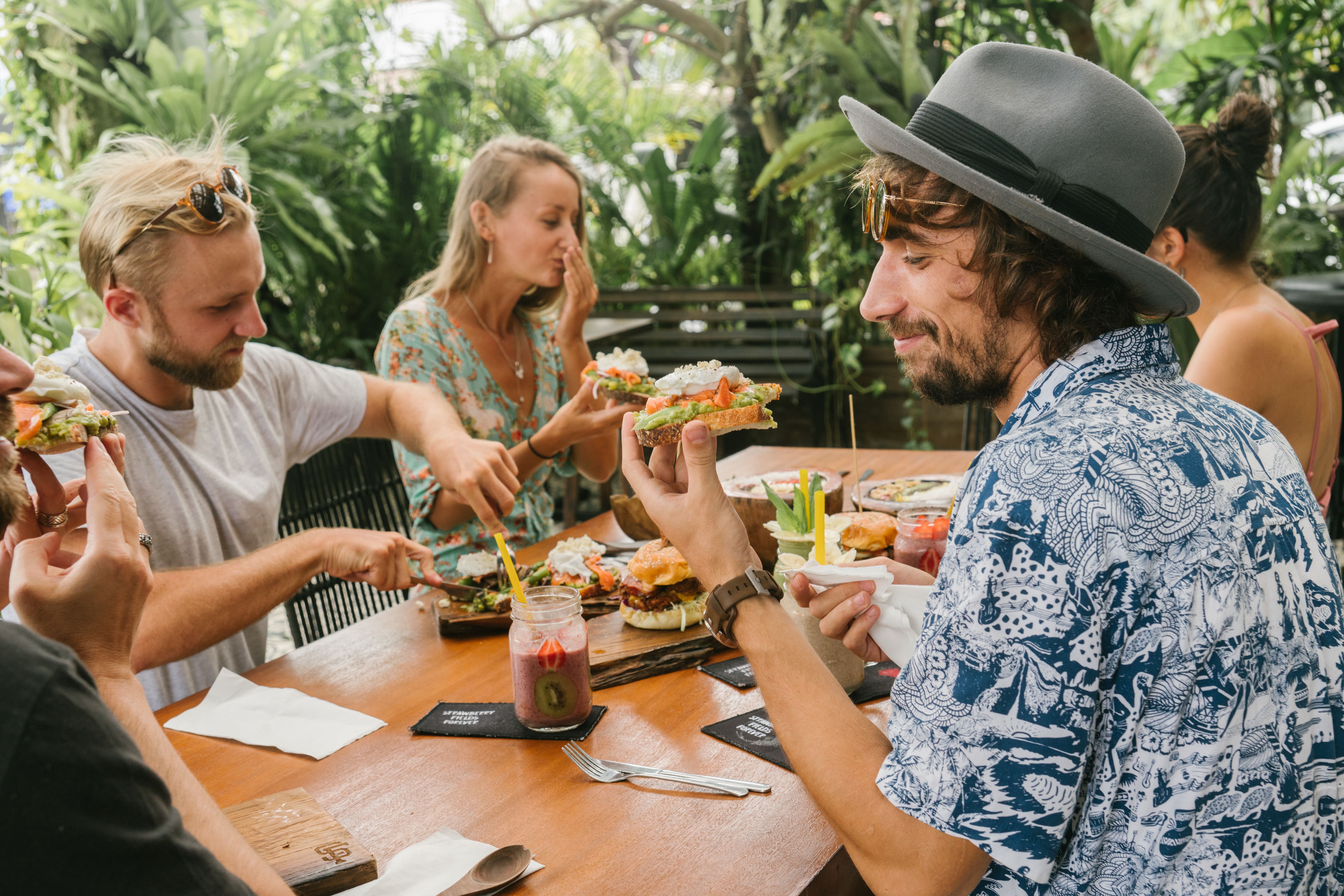 People eating stock image