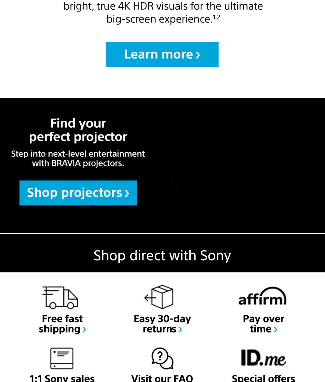 Sony ULT Tower 9 speaker email creative featuring lifestyle photography and entertainment-focused messaging.