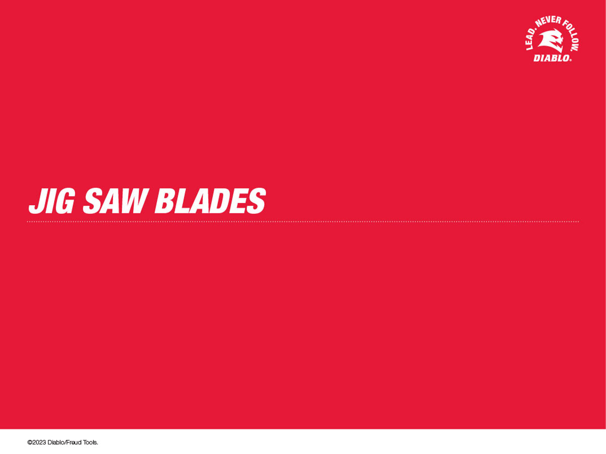 Diablo brand guidelines cover page for jig saw blade product packaging and merchandising standards.