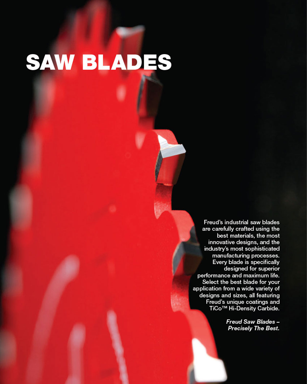 Diablo product catalog page featuring carbide reciprocating blades with specifications and application guidance.