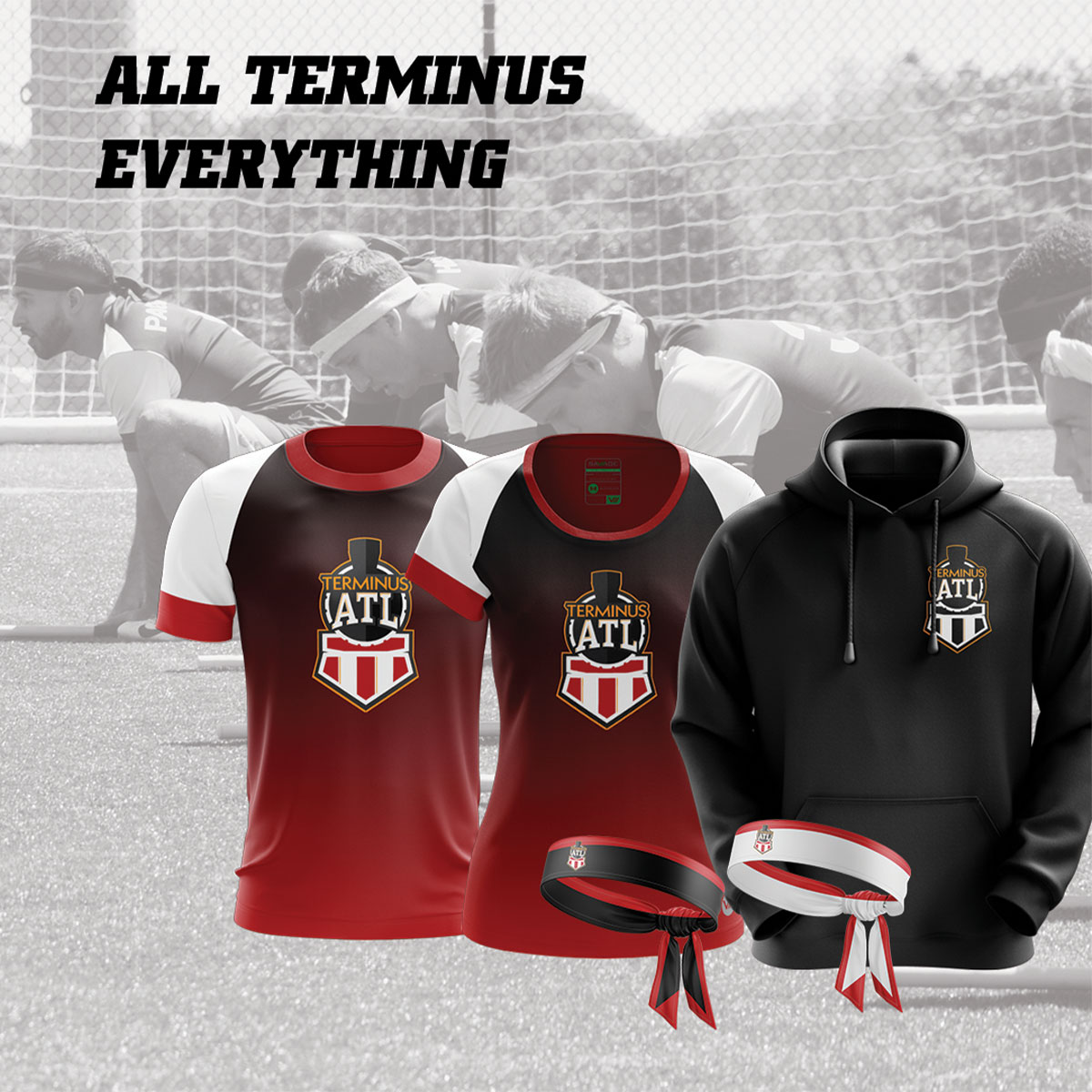 Terminus Atlanta branded apparel and merchandise concepts featuring shirts, hoodies, and accessories.